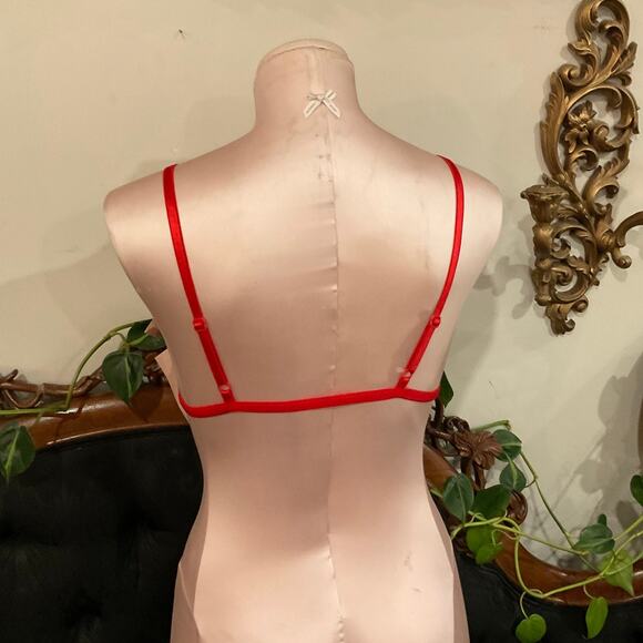 VTG Marilyn Monroe Velvet Heart Bralette Bra Comfort Adjustable Strap Sz 36 Red - Picture 3 of 4